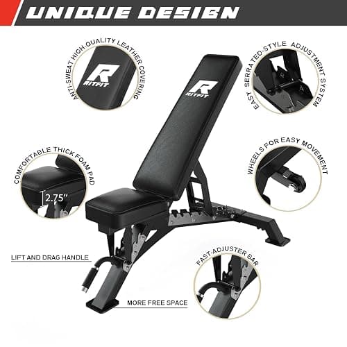 RitFit Multi-Function Garage & Home Gym Package Includes 1200LBS Power Cage PPC03/P3 with Cable Crossover System, Weight Bench, Olympic Barbell Weight Set, Full Body Workout thumbnail 6