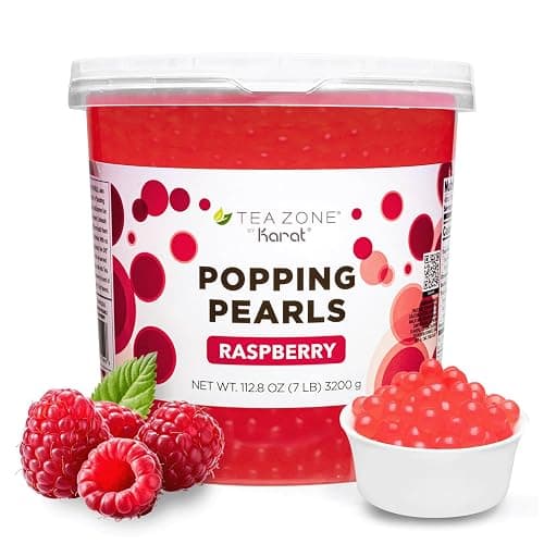 Tea Zone [7 Pounds] Raspberry POPPING PEARLS™ for Boba Tea Beverages, Sweets, Ice Cream Topping | B2063 - Image 1