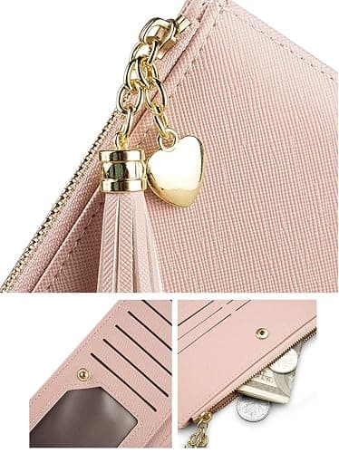 Womens Wallet Cute Elegant Long Slim Card Holder Case Minimalist Coin Purse Thin Tassels Zip Clutch Wallets for Girls Ladies thumbnail 3