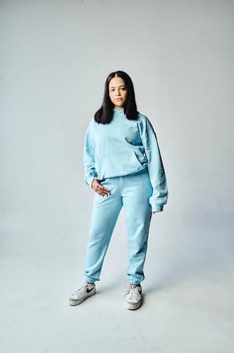 RIFLESSI Men's Women's Premium Heavyweight 100% French Terry Cotton 2 Piece Hoodie Pullover Jogger Sweatsuit Tracksuit Set - Large - Baby Blue thumbnail 4
