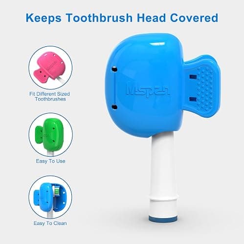 Mspan Toothbrush Head Cover Cap: Tooth Brush Travel Case Protector Plastic Clip Compatible with Manual & Electric Toothbrush for Adults Kids - 2 Packs thumbnail 3