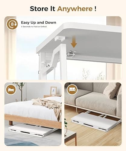 POLWKZU Folding Desk Small Foldable Desk for Small Space, 31.5 Inches Writing Computer Desks in Study, Home Office Foldable Office Desks for Bedroom, White thumbnail 4