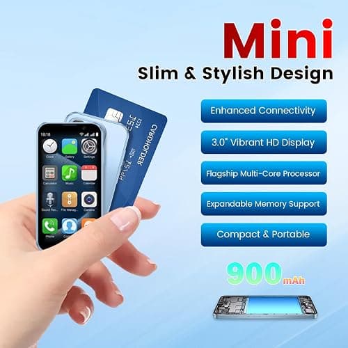 Leemoosa Mini Intelligent Unlocking Phone 3-Inch High-Definition Touch Screen 3G Android Dual Card Dual Standby Face ID Small Smartphone Suitable for Students and Children (2GB+16GB) (Blue) thumbnail 5