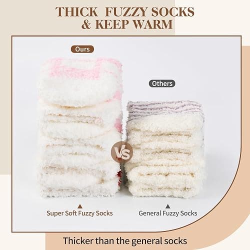 MARTIZA Womens Fuzzy Socks,6 Pairs Cozy Plush Fluffy Slipper Warm Soft Sleep Socks for Women Men Gifts thumbnail 3