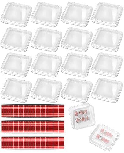 DAWZMR 18PCS Press on Nail Cases, Artificial False Nail Storage Box Container with 60 PCS Adhesive Double - Image 1