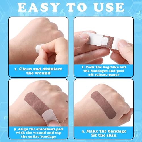 Yinder 300 Pcs Skin Tone Bandages Shade Flexible Fabric Adhesive Bandages Pack for First Aid Protect Cuts Scrapes Scratches, 2 Sizes(Colorful) thumbnail 4