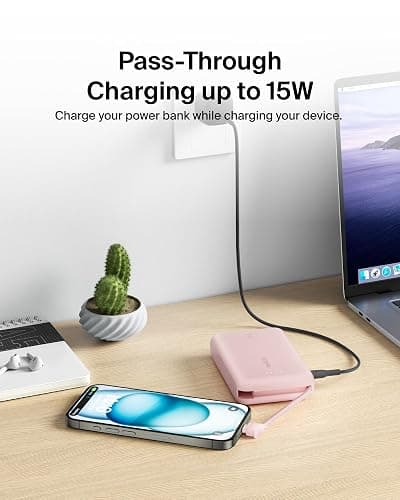 Belkin BoostCharge 10000mAh, portable power bank with integrated cable PD 20W, fast charge USB-C power delivery, fast charging for iPhone 16 series, iPad Pro, Galaxy S24 and more thumbnail 7