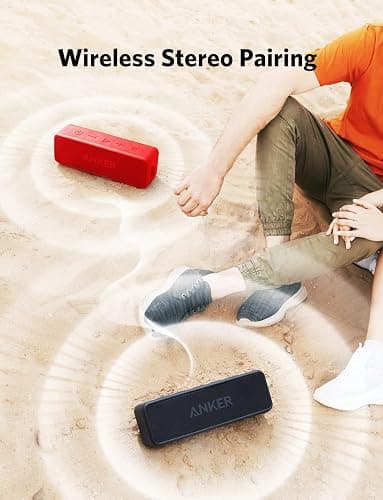 Anker Soundcore 2 Portable Bluetooth Speaker with Stereo Sound, Bluetooth 5, Bassup, IPX7 Waterproof, 24-Hour Playtime, Wireless Stereo Pairing, Speaker for Home, Outdoors, Travel thumbnail 2