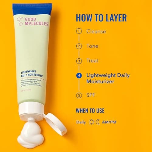 Good Molecules Lightweight Daily Moisturizer, Face Cream, 3.38 fl oz | Non-greasy face lotion with shea butter and hyaluronic acid. Boosts skin hydration in 30 minutes. thumbnail 5
