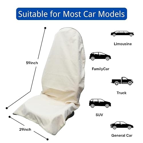 Hirritale Waterproof Car Seat Cover for Front Seats, Protector for Cars SUVs Trucks, Sweat Towel Seat Covers Bucket for Gym,Workout,Beach,Hiking,Running Swimming(Beige, 1PC) thumbnail 6