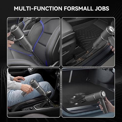 HRYCF Car Vacuum Cordless, Mini Portable Vacuum Cordless for Car, 4-in-1 20000PA High Power Portable Rechargeable Vacuum Cleaner with Brushless Motor, Small Handheld Vacuum & Air Blower & Pump-Grey thumbnail 4