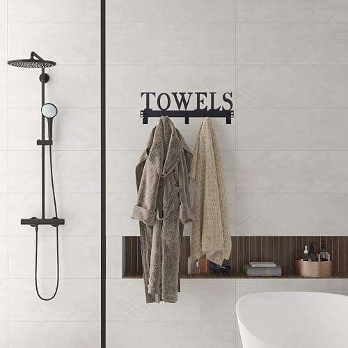 Kuhome Over The Door Hooks, Towel Holder for Bathroom, Door Mount Towel Rack Towel Hooks for Bedroom Beach Towels Bathrobe Wall Mount Hang on The Door Cabinet Cupboard Metal Sandblasted (Black) thumbnail 2
