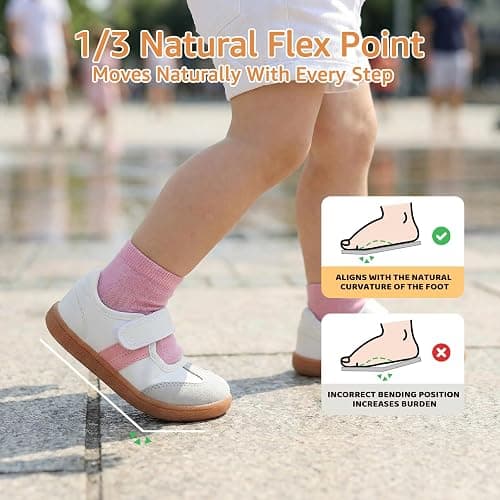 WIDE TOE BOX Toddler Girl Mary Jane Classic Sneakers Barefoot Walking Shoes for School with Hook and Loop thumbnail 6