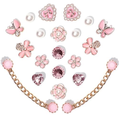 20pcs Bling Gems Plastic Butterfly Flower Sparkling Rhinestones Pearl DIY Shoe Decoration Charms for Women's Party Favor - Image 1