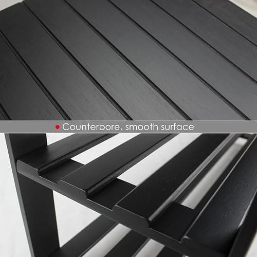 SMIBUY Bamboo Shoe Rack Bench, 3-Tier Shoe Organizer Storage Shelf for Entryway Hallway Bathroom Living Room (Black) - 33.86 x 11.23 x 17.9 inches - Black thumbnail 5