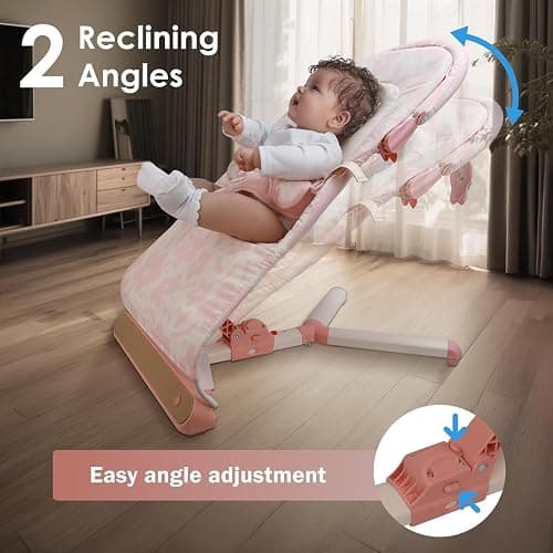 Tiny Marvels Baby Bouncer, Portable Infant Bouncer Seat with Soothing Music & 3-Point Harness, Foldable and Lightweight for Newborn to Toddler 0-12 Months, Under 20 lbs thumbnail 7