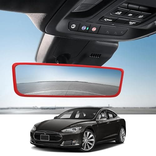 Suvnie Car Rear View Mirror Protector Frame, Silicone Auto Rearview Mirror Edge Protective Cover Compatible with Model 3 Y, Car Interior Rearview Mirror Decor Accessories (Red) thumbnail 6
