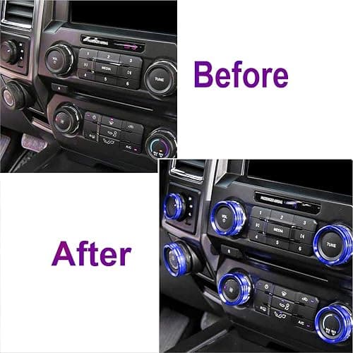 Kujunpao Air Conditioner Switch Trim Cover Aluminum Center Console Knob Compatible for Ford F150 XLT Accessories 2015-2019 6PCS(Blue) thumbnail 2