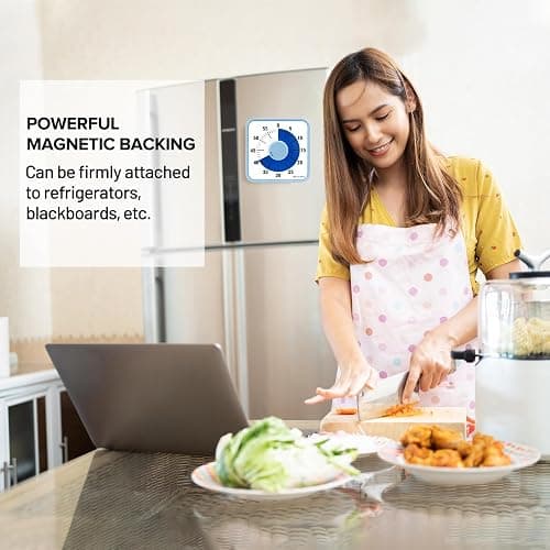 Secura 60-Minute Visual Countdown Timer, 7.5-Inch Oversize Classroom Visual Timer for Kids and Adults, Durable Mechanical Kitchen Timer Clock with Magnetic Backing (Navy Blue) thumbnail 2