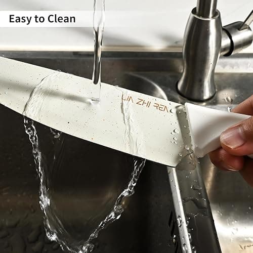 LIN ZHI REN 15 Piece Knife Set，Kitchen Knife Block Set，White stainless steel knife set with sharpener for Chopping, Slicing, Dicing & Cutting，Dishwasher safe thumbnail 6