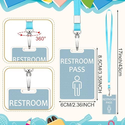 Sabary 6 Sets Hall Pass Lanyards and School Passes Set Unbreakable Wooden Bathroom Passes for Classrooms Hall, Restroom, Library, Office and Nurse School Teacher Supplies Gift(Light Color) thumbnail 3