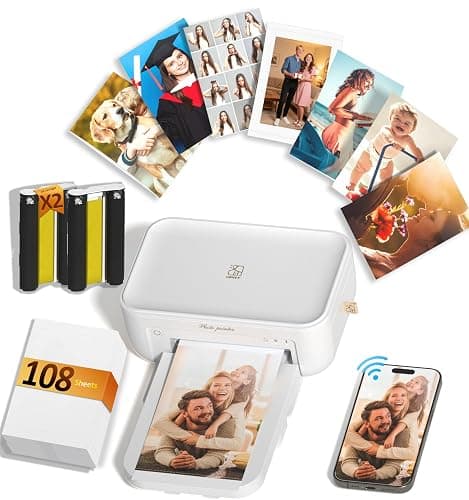 HPRT CP4100 4x6 Photo Printer with 108 Sheets & 2 Ribbons, Full-Color Thermal Dye Sublimation Wi-Fi Printing, Portable Instant Picture Printer for iPhone/Android, AR Video, Fun App, Home Use, White - Image 1