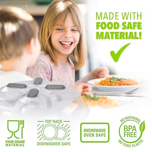 HOVER COVER Magnetic Splatter Cover, 12-Inch Clear BPA-Free Food Lid, Vented Plate Guard with Steam Vents, Anti-Splash Microwave Lid, Dishwasher Safe, Space-Saving Magnetic Storage - Gray thumbnail 7