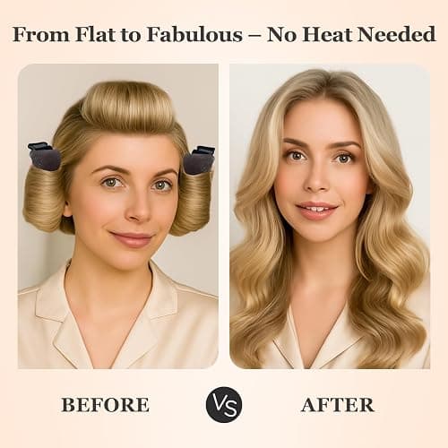 Heatless Hair Curler Set – 4PCS Velvet Overnight Blowout Rods for Heatless Curls, Jumbo Flexible Curling Rods to Sleep In, No Heat Curling Tools for Natural Waves and Curls Brown thumbnail 3