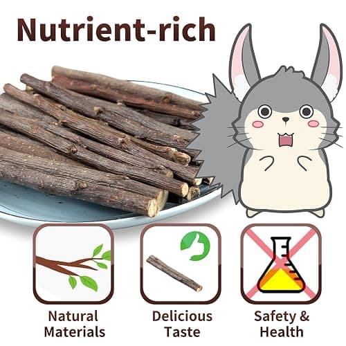 50-60 PCS Natural Rabbit Chew Toys, Treats, Timothy Sticks, Apple Sticks, Sweet Bamboo for Guinea Pig, Hamster, Chinchilla, Rat, Small Animals thumbnail 3