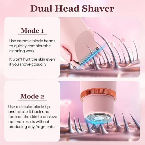 2 in 1 Women Electric Shaver Dual Head Bikini Trimmer for Women IPX7 Waterproof Wet & Dry Use Body Hair Trimmer and Facial Hair Remover for Bikini Underarm Leg Arm Body Face thumbnail 6