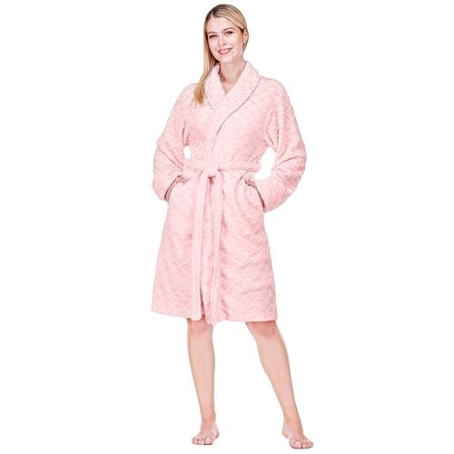 PAVILIA Womens Robes Kimono, Knee Length Plush Fluffy Winter Shower Bathrobe, Soft Fuzzy Cozy Warm with Pockets - Image 1