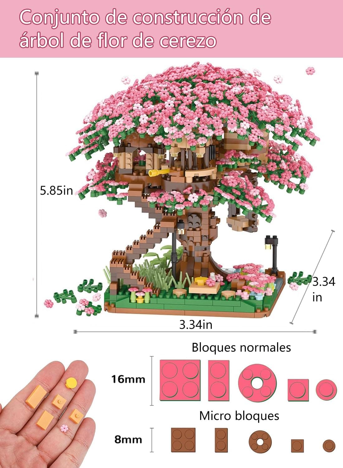 Bloques de Construcción de Flor de Cerezo 2008 Piezas, Juego de Bloques de Bonsái, Mini Bloques de Árbol Artificial Decoración Hogar y Oficina, Idea Regalo para Mujere y Hombre, Juguete para 8+ Años thumbnail 2