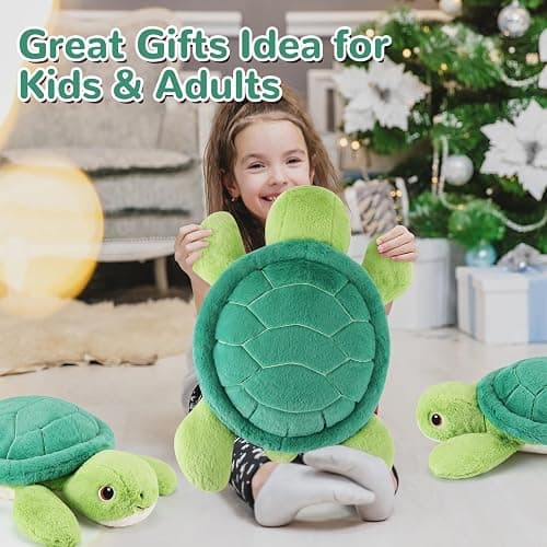 gnomantic Turtle Weighted Stuffed Animals - 22 Inch 4.5 Pounds Weighted Plushies Sea Turtle Stuffed Animal - Big Tortoise Plush Pillow - Cute Plush Toys Gifts for Kids & Adults (22" 4.5 lbs) thumbnail 7
