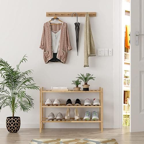 Z&L HOUSE 3-Tier Shoe Rack for Closet, Stackable Shoes Rack Organizer Free Standing Shoe Shelf for Entryway and Closet Hallway, Multifunctional Bamboo Rack in Different Combinations (3-Tier) thumbnail 3