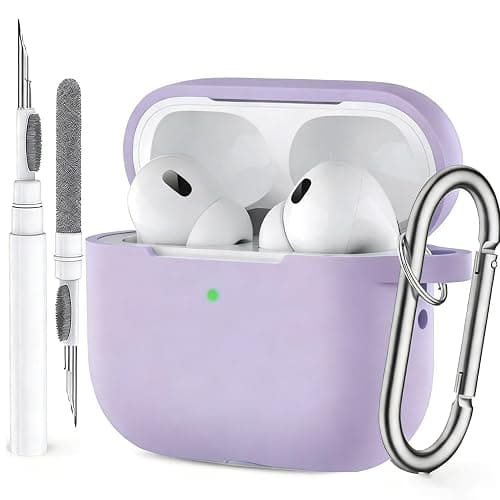 Case for Airpods Pro 3 Cover for Men Women Girl, Compatible Airpods Pro 3rd Generation Case, Soft Silicone Apple iPod Pro 3 Gen Protective Cover Skin with Keychain Cleaner Pen, Purple - Image 1