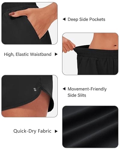 Stelle Womens 3" Running Shorts Mesh Liner High Waisted Workout Shorts Quick Dry Dolphin Athletic Shorts with Pockets thumbnail 4