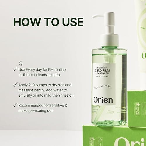 Orien Double Cleanser Duo for Facial Cleansing : Mugwort Zero Film Cleansing Oil & Foam Korean skincare thumbnail 4