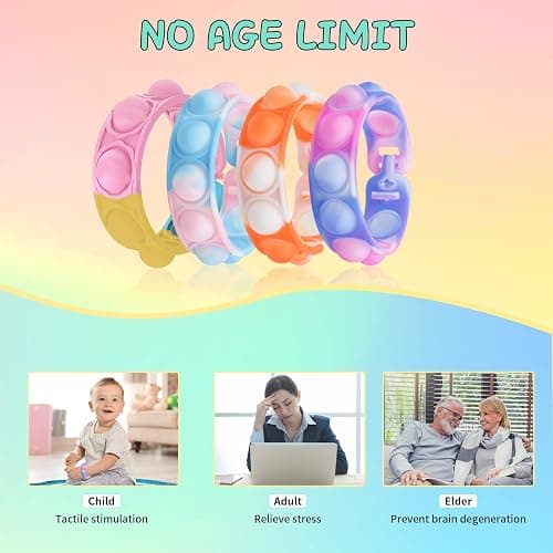 22 Pcs Fidget Toys Pack for Kids and Adults, Sensory Fidget Toys Set Stress Reliever Anxiety Relief Toys, Pop it Bracelet Educational Toys Gifts with Storage Bag for Birthday Party Favour Bag thumbnail 3