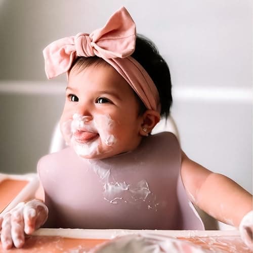 Moonkie Silicone Baby Bibs Set of 3, BPA Free Waterproof Baby Bibs for Eating, Adjustable Silicone Bibs for Babies 6-12 Months, Toddler Bibs with Pocket Food Catcher (Pink/Pastel Yellow/Soft Pink) thumbnail 2