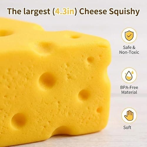 2.7IN-Cheese Squeeze Block, Yellow Cheese Squeeze Toy, Cheese Squeeze Stress Toy, Squishy Cheeses, Soft Novelty Rebounding Fidget Toy for Party (Yellow-2.7in) thumbnail 6
