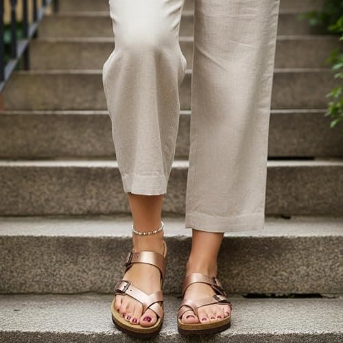 CUSHIONAIRE Luna Sandals for Women, Cork Footbed Womens Sandals for Summer Comfort with Adjustable Straps, Wide Width Available thumbnail 2