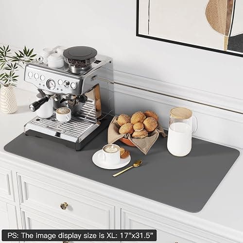Dish Drying Mat for Kitchen Counter Super Absorbent Drainer Mats with Non-slip Rubber Backed Hide Stain Heat Resistant Easy to Clean Dish Rack Mat (Beige, S-14"x11") thumbnail 7