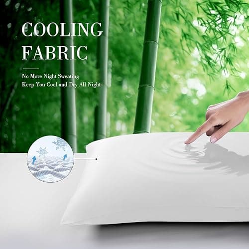 WishSmile Standard Pillow Cases Cooling Pillowcases Set of 2 Breathable Cool Silky Soft Rayon Derived from Bamboo Fabric,Hair and Skin Friendly,White,20x26IN thumbnail 4