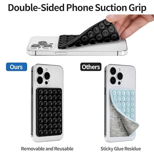 QWEIDHI Silicone Suction Phone Case Adhesive Mount, Hands-Free Strong Grip Holder for Selfies, Silicon Adhesive Stand Sticky for Cell Phone (Black) thumbnail 2