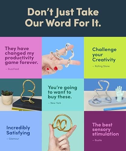 Speks Strand Moldable Fidget Ring | Elevated Sensory Tool for Teens & Adults | Silent Anxiety Sensory Tool | Flexible Metal Loop for Desk or Wrist | Gold thumbnail 7