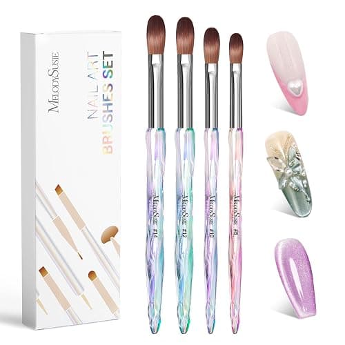 MelodySusie 4Pcs Acrylic Nail Brush Set, Size 8/10/12/14/ Professional Nail Brushes for Acrylic Application Acrylic Powder Nail Extension and 3D Nail Carving for DIY Home Salon Nail Art Manicure Tool - Image 1