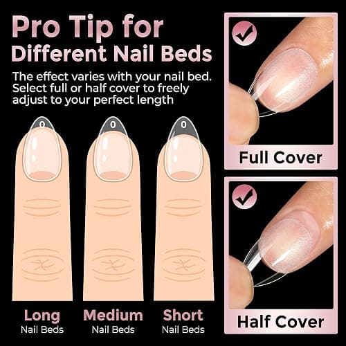 Luckyfairy Short Almond Nail Tips, 240pcs Soft Gel Pre-Shaped Acrylic Fake Nails, Half Matte Full Cover Clear Gelly Press on Flase Nail Tips for Extension Home DIY 12 Sizes Gelly Tips thumbnail 8