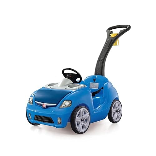 Step2 Whisper Ride II Buggy Kids Push Car, Ride On Toy, Stroller Substitute, Includes Seat Belt & Horn, Made of Durable Plastic, Max Weight 50 lbs., For Toddlers 1.5-4 Years Old, Blue - Blue - Large