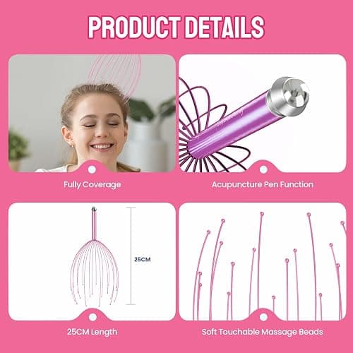 20 Fingers Scalp Stress Relax Massager, Head Scratcher Massager Tool 1 Pack, Acupuncture Point Massage, Deep Relaxation and Better Sleep thumbnail 4