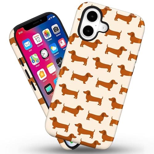 flewfun Magnetic for iPhone 16 Cute Dog Phone Case, Dachshund Dog | Sausage Dog Shockproof Slim TPU and Hard PC Protective Phone Cover Compatible with MagSafe Designed for Pet Lover thumbnail 2